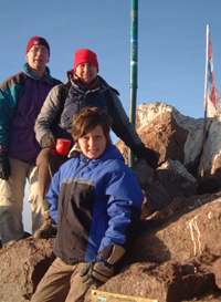Andy, Ricky & Matty Jolley at the summit of Mt Kenya