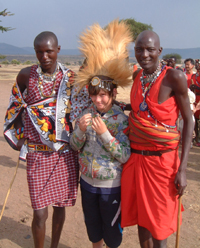 Matty with the Maasai (and lionskin headdress)