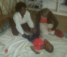 Valentine with Ricky Jolley and a disabled boy