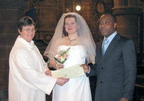A wedding at Aston Parish Church