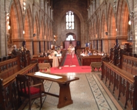 View down aisle
