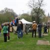 The church has left the building and tells the Easter story to the passing football fans.