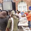 Free burgers and hot dogs were served all afternoon
