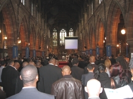 Funeral in crowded church